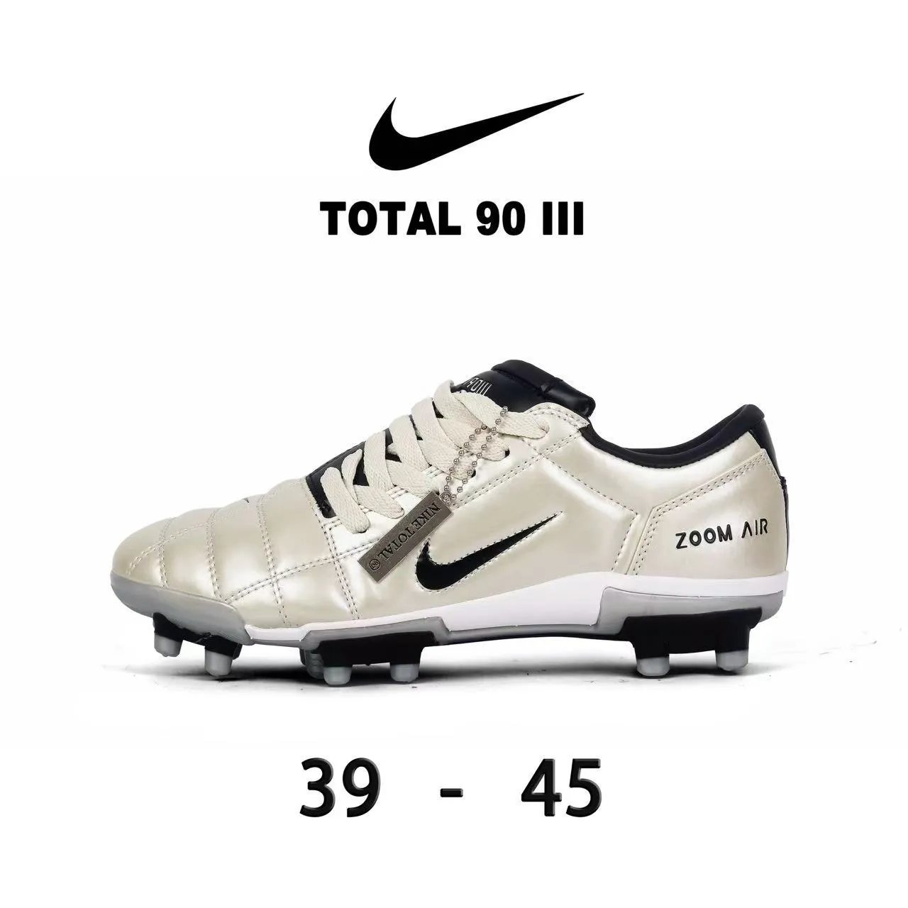 Nike Total 90 III लाल और सफेद फर्म ग्राउंड फुटबॉल जूते 9