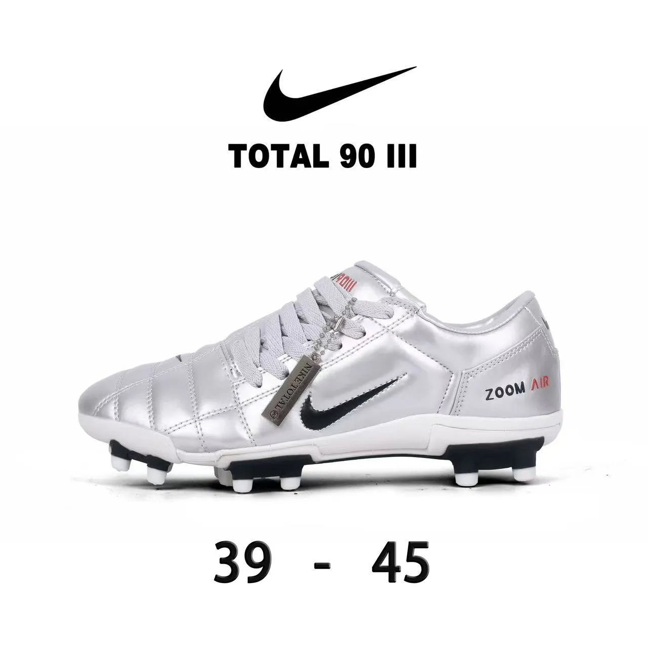 Nike Total 90 III लाल और सफेद फर्म ग्राउंड फुटबॉल जूते 12