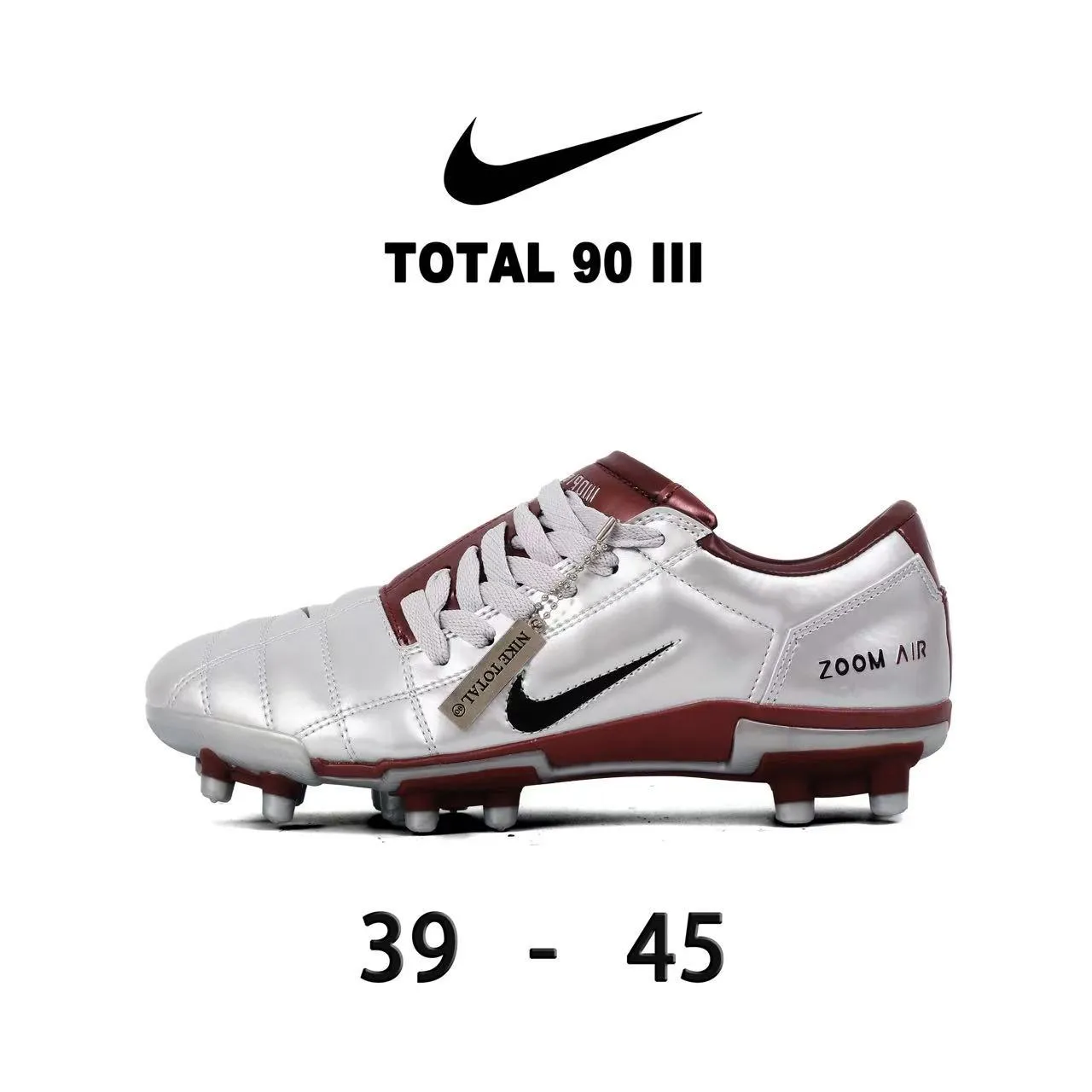 Nike Total 90 III लाल और सफेद फर्म ग्राउंड फुटबॉल जूते 15