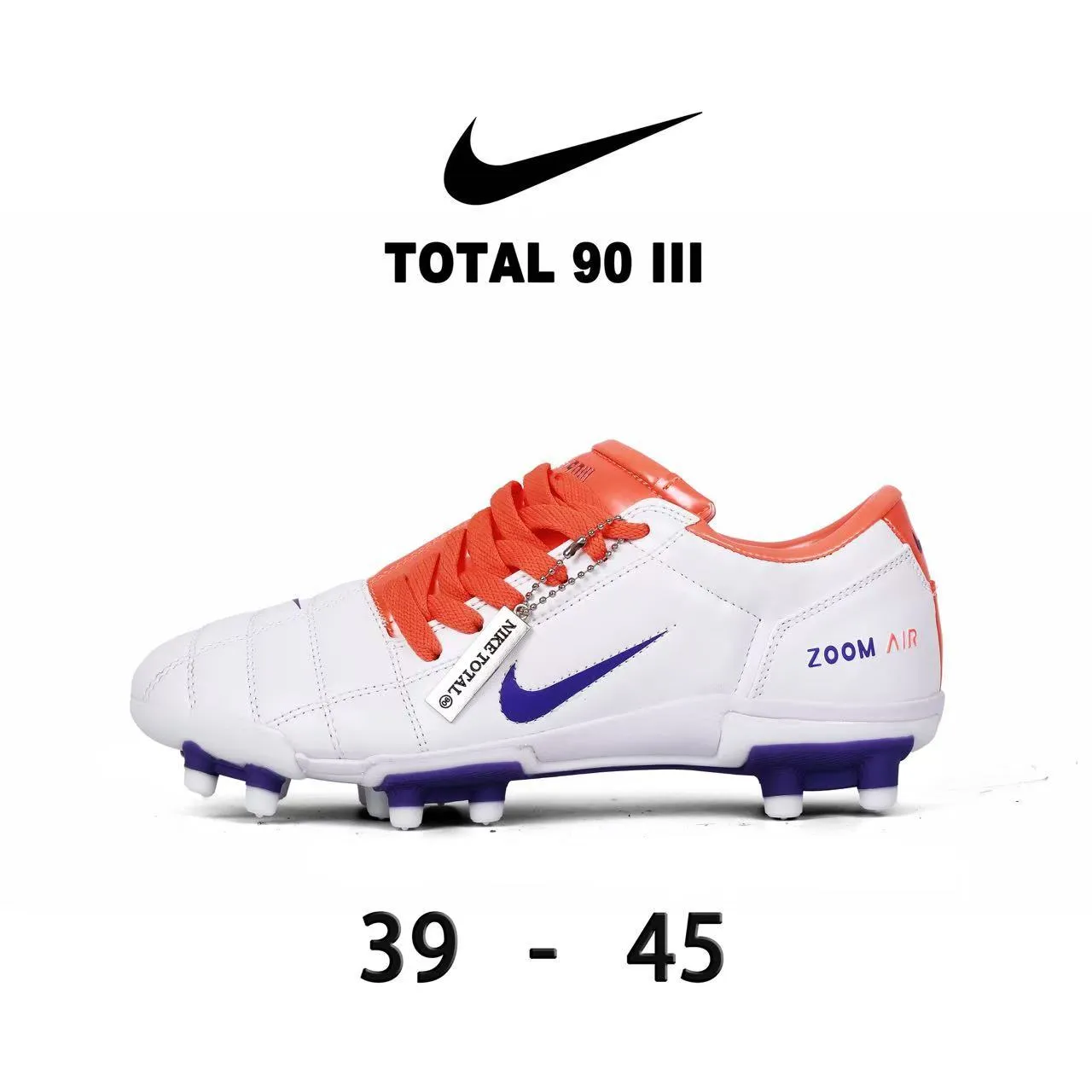 Nike Total 90 III लाल और सफेद फर्म ग्राउंड फुटबॉल जूते 16