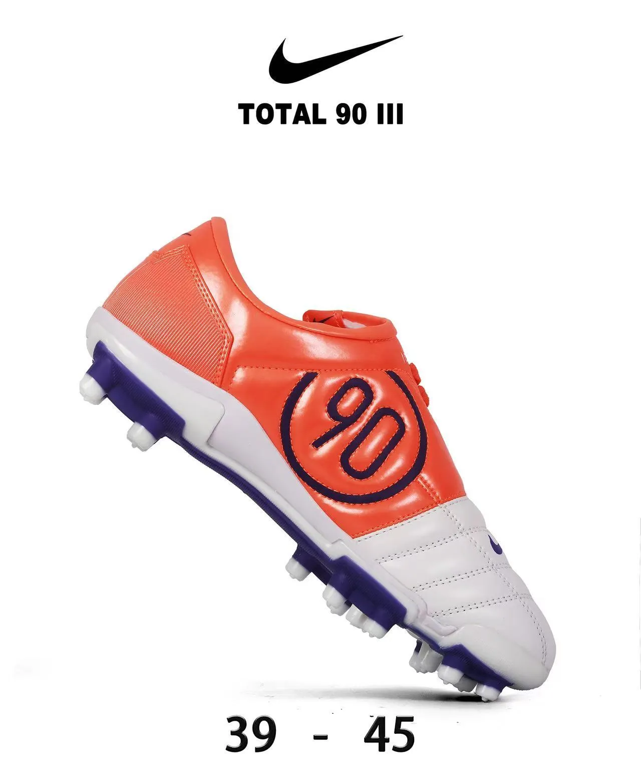 Nike Total 90 III लाल और सफेद फर्म ग्राउंड फुटबॉल जूते 19