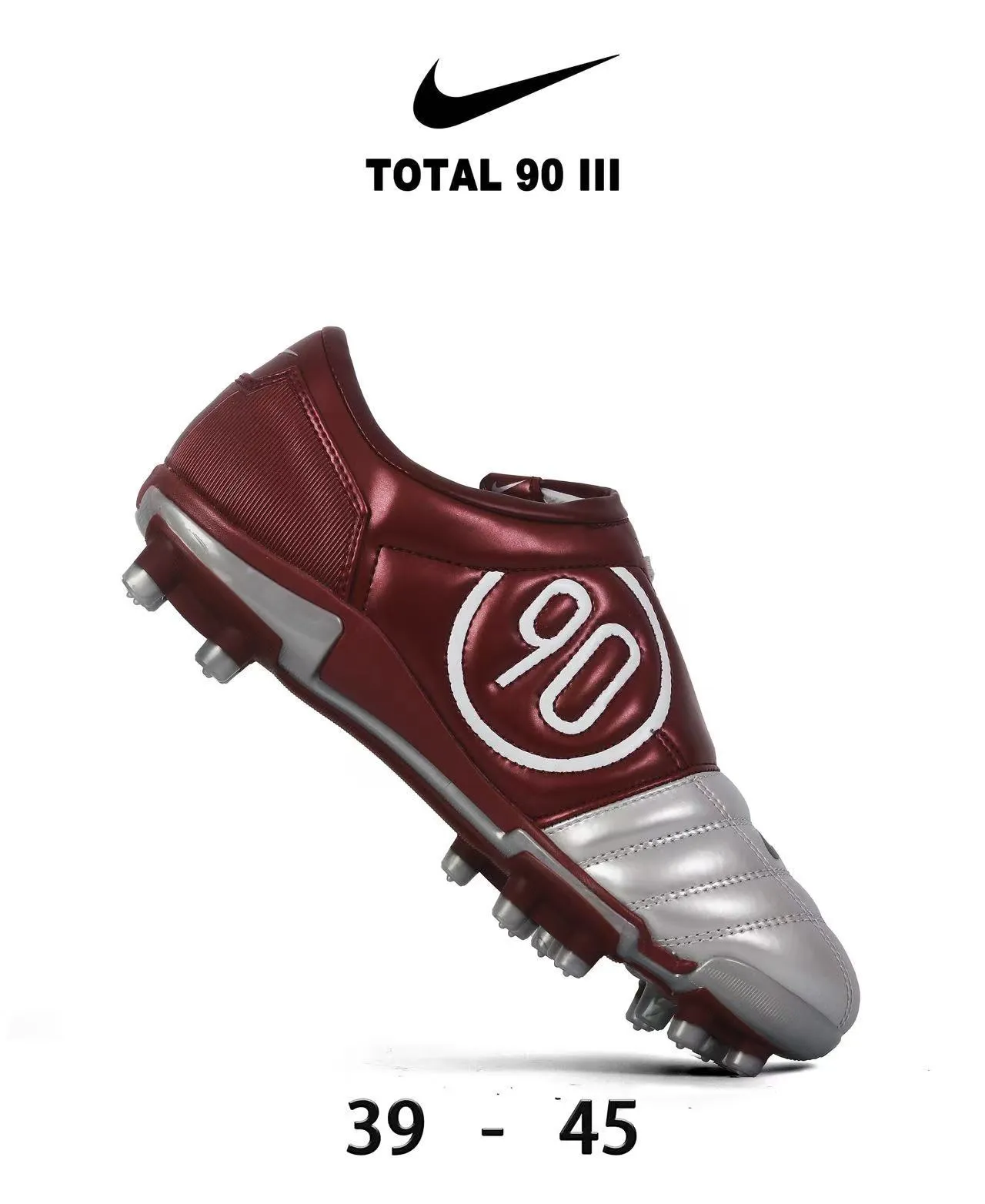 Nike Total 90 III लाल और सफेद फर्म ग्राउंड फुटबॉल जूते 21