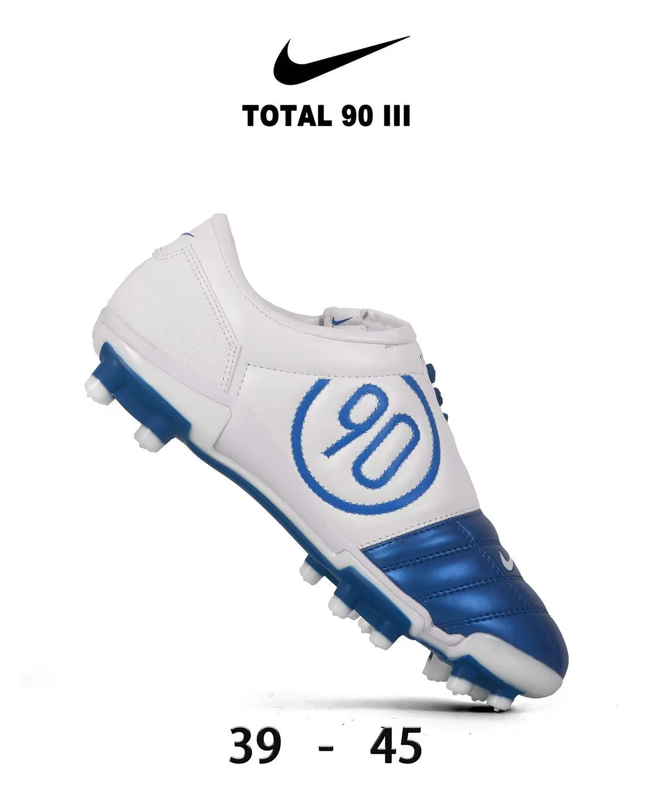 Nike Total 90 III लाल और सफेद फर्म ग्राउंड फुटबॉल जूते 23
