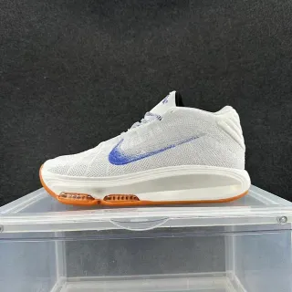 Nike সাদা এবং নীল হাই-টপ নিট বাস্কেটবॉल জুতা