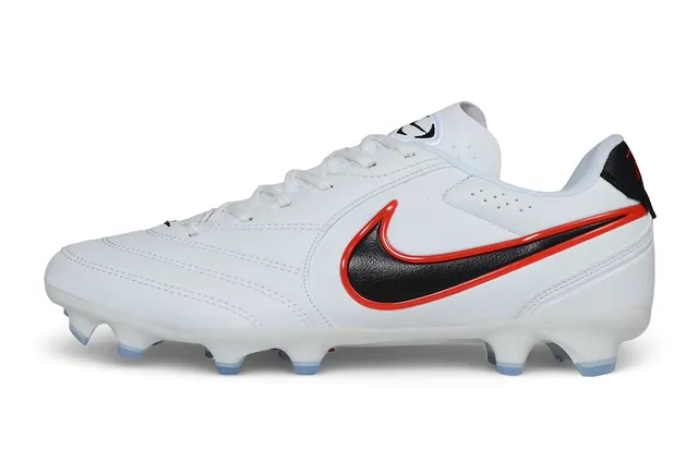 Nike Blanco Negro Cuero Upper Costuras Superposiciones Césped Firme Fútbol Zapatos 7