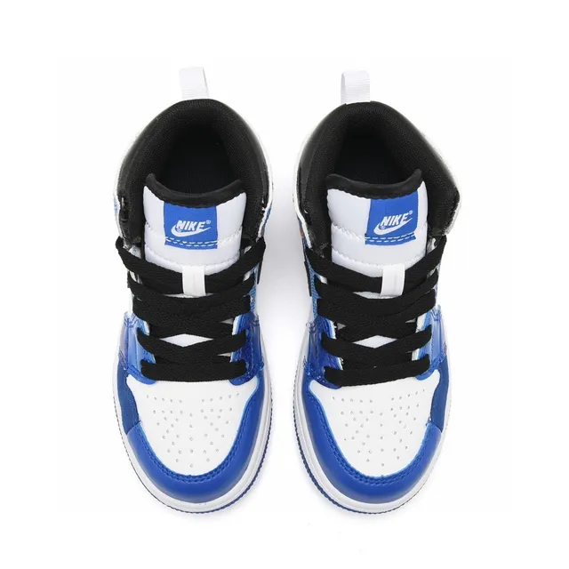 Nike White Blue High-Top Patchwork Paneling Basketball Shoes 7