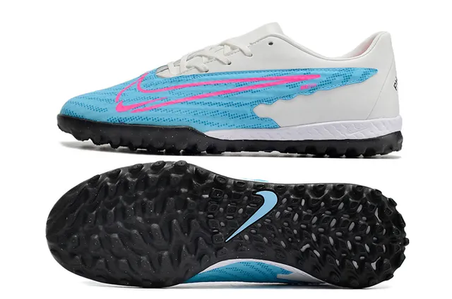Nike Branco Azul Botina Baixa com Cravos Sintético Malha Superior Relvado Tênis de Futebol 9