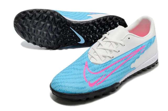 Nike Branco Azul Botina Baixa com Cravos Sintético Malha Superior Relvado Tênis de Futebol 13