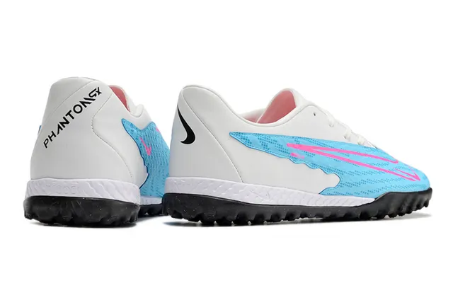Nike Branco Azul Botina Baixa com Cravos Sintético Malha Superior Relvado Tênis de Futebol 14