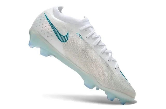 Nike Zapatos de Fútbol Blanco y Azul Low-Cut Knit Upper Suela Translucida de Placa Firm-Ground 2