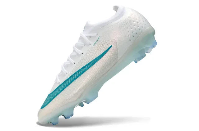 Nike Zapatos de Fútbol Blanco y Azul Low-Cut Knit Upper Suela Translucida de Placa Firm-Ground 3