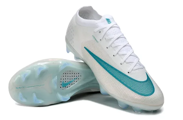 Nike Zapatos de Fútbol Blanco y Azul Low-Cut Knit Upper Suela Translucida de Placa Firm-Ground 4