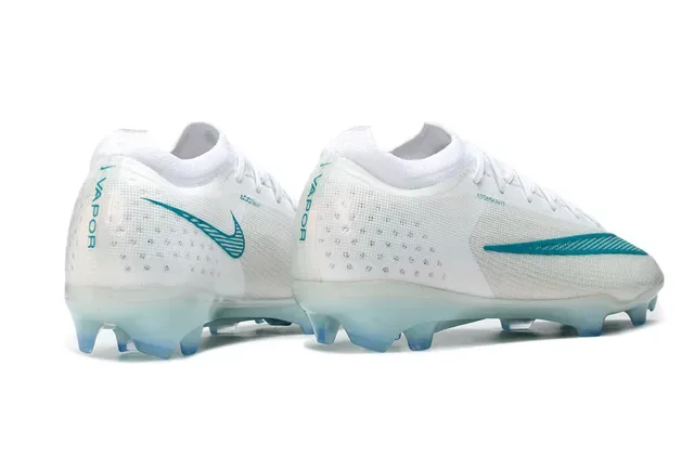 Nike Zapatos de Fútbol Blanco y Azul Low-Cut Knit Upper Suela Translucida de Placa Firm-Ground 5