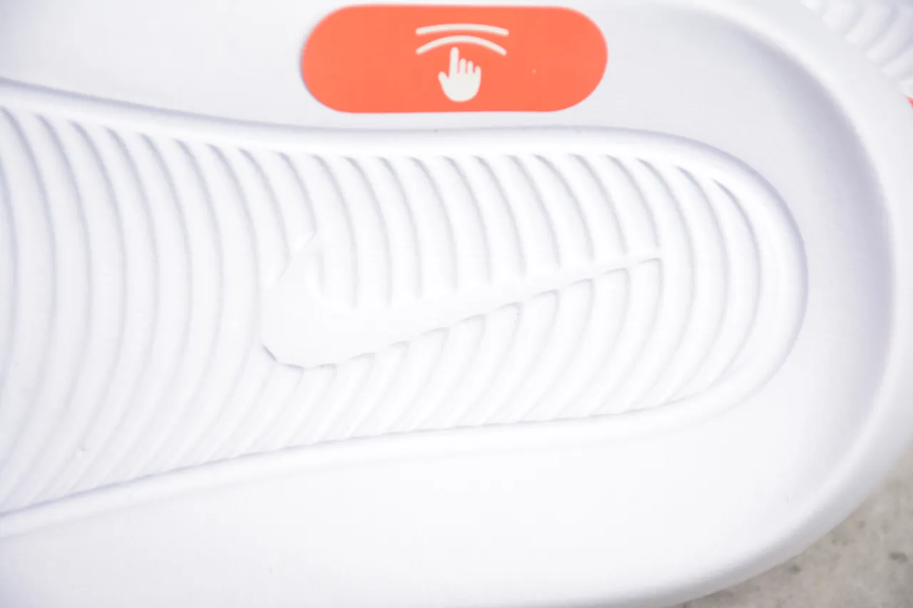 Nike White Gray Single-Strap Slide Molded Footbed Slippers 3
