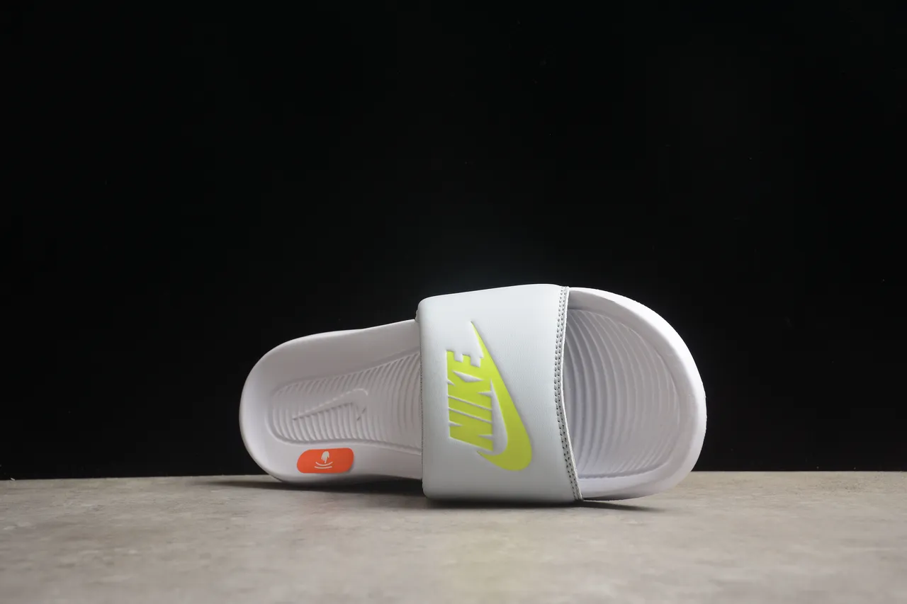 Nike White Gray Single-Strap Slide Molded Footbed Slippers 10