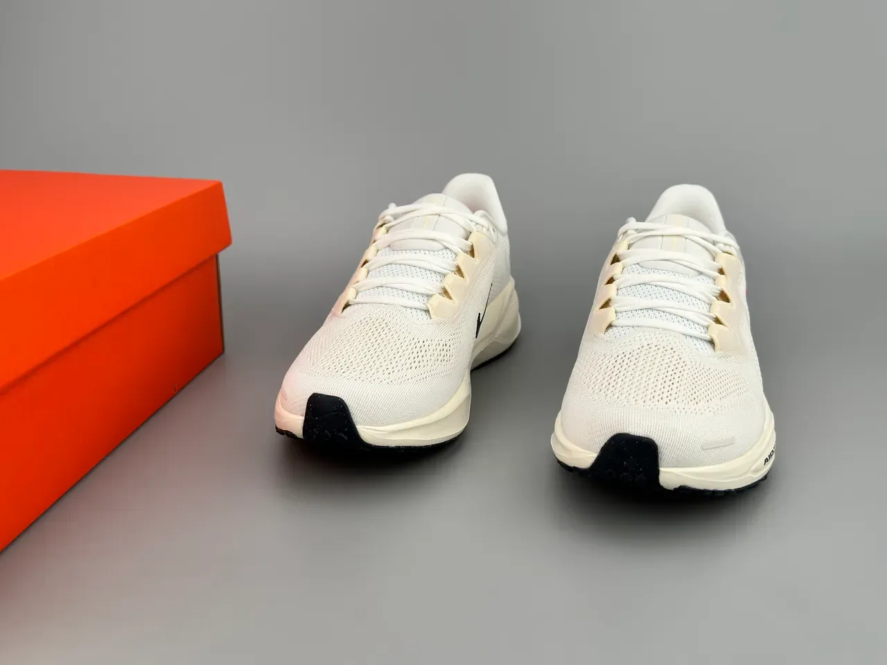 Nike White Orange Engineered Mesh Upper Swoosh Tab Accent Running Shoes 3