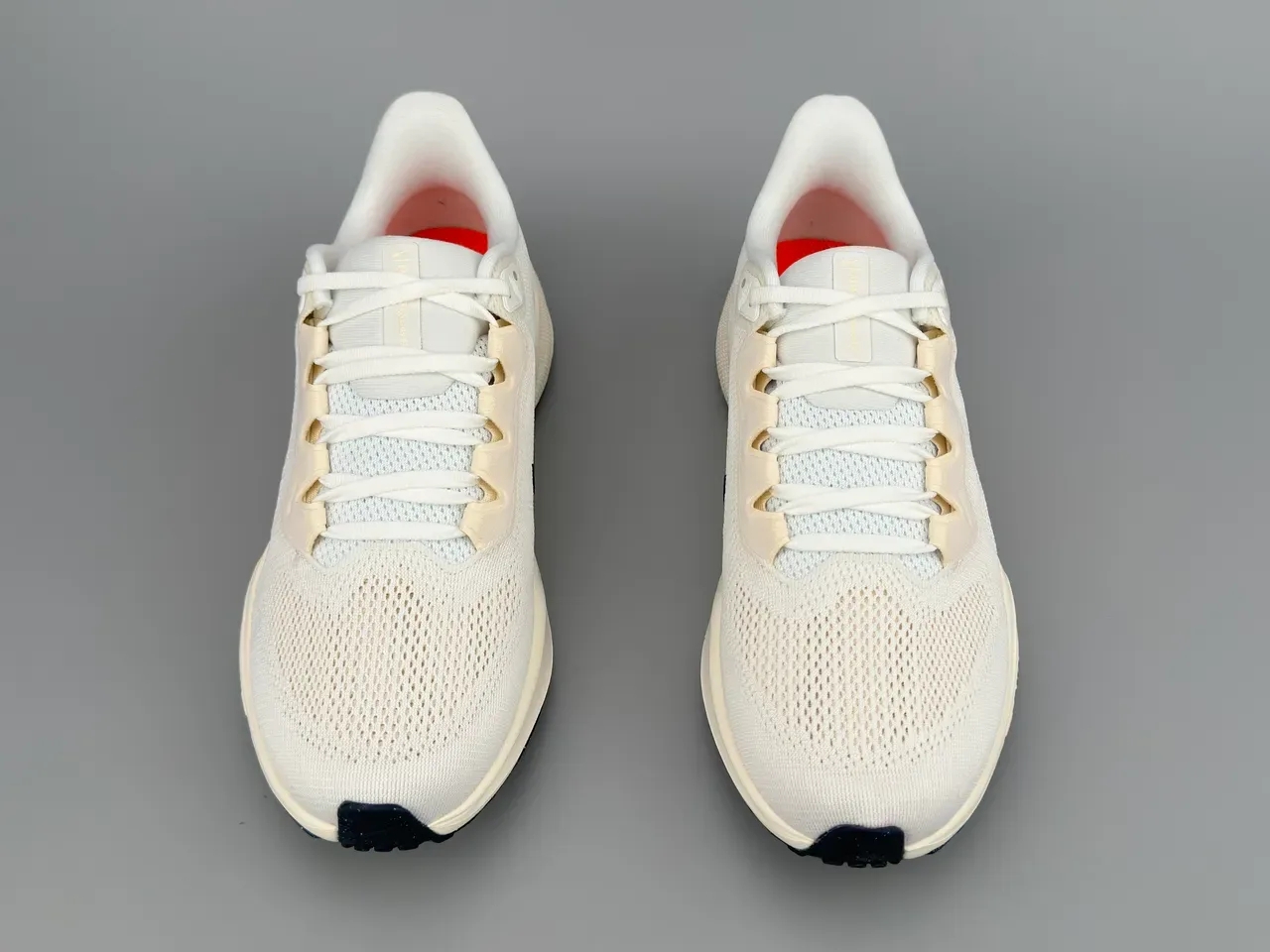 Nike White Orange Engineered Mesh Upper Swoosh Tab Accent Running Shoes 9