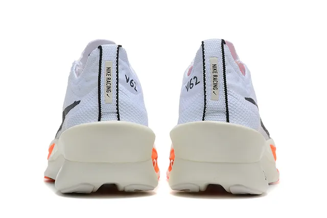 Nike White Orange Knit Upper Carbon Plate Visible Running Shoes 3