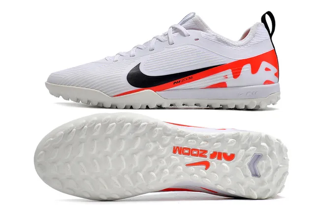 Nike zapatillas de fútbol turf blancas y naranjas de bajo corte con empeine sintético, ribeteado y texturizado en el antepié 9