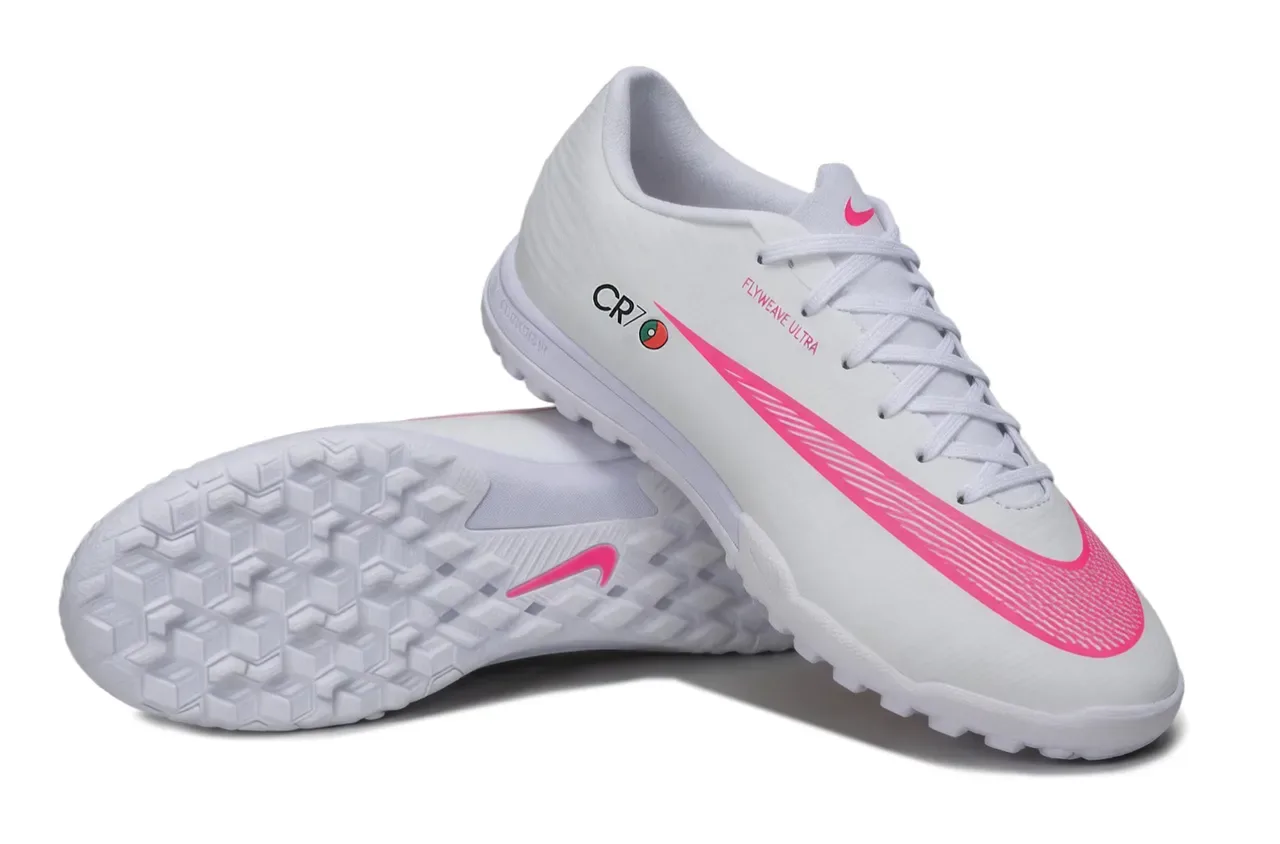 Nike White Pink Flyweave Upper Outsole Turf Soccer Shoes 2