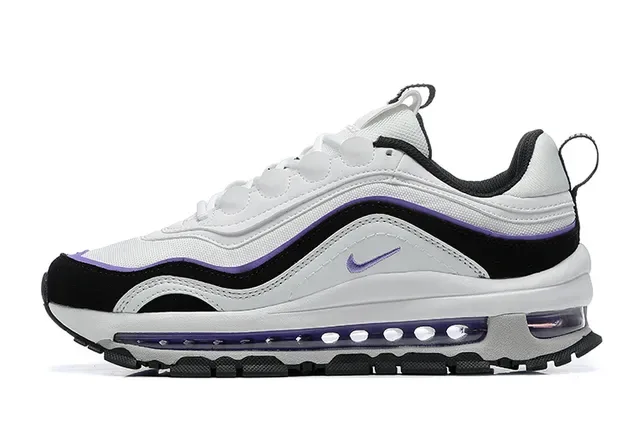 Nike সাদা বেগুনি স্তরযুক্ত সিন্থেটিক ওভারলে দৃশ্যমান Air Unit চাঙ্কি স্নিকার্স 2