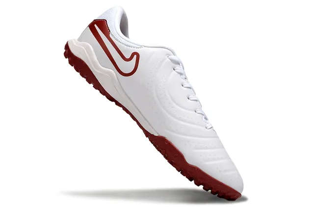 Nike White Red Low-Profile Synthetic Upper Stitched Overlay Construction Turf Soccer Shoes 2
