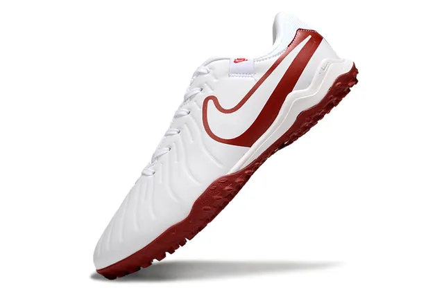 Nike White Red Low-Profile Synthetic Upper Stitched Overlay Construction Turf Soccer Shoes 3