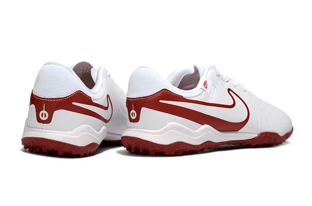 Nike White Red Low-Profile Synthetic Upper Stitched Overlay Construction Turf Soccer Shoes 5