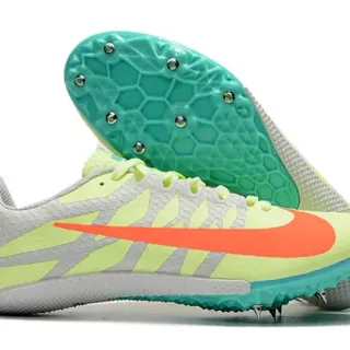 Nike Amarelo Azul Tênis de corrida com Spike de corrida de baixo corte Placa de panal de tração