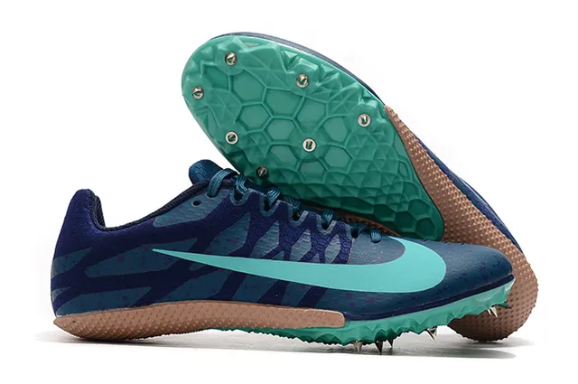 Nike Yellow Blue Low-Cut Racing Spike Honeycomb Traction Plate Running Shoes 2
