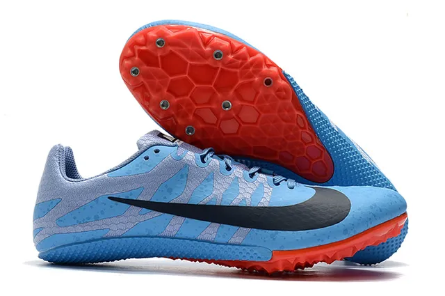 Nike Yellow Blue Low-Cut Racing Spike Honeycomb Traction Plate Running Shoes 9