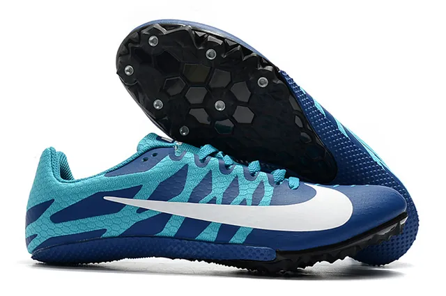 Nike Yellow Blue Low-Cut Racing Spike Honeycomb Traction Plate Running Shoes 12