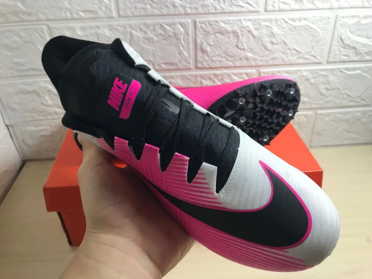 Nike Zoom Victory Track Spike White Pink Black Running Shoes 6