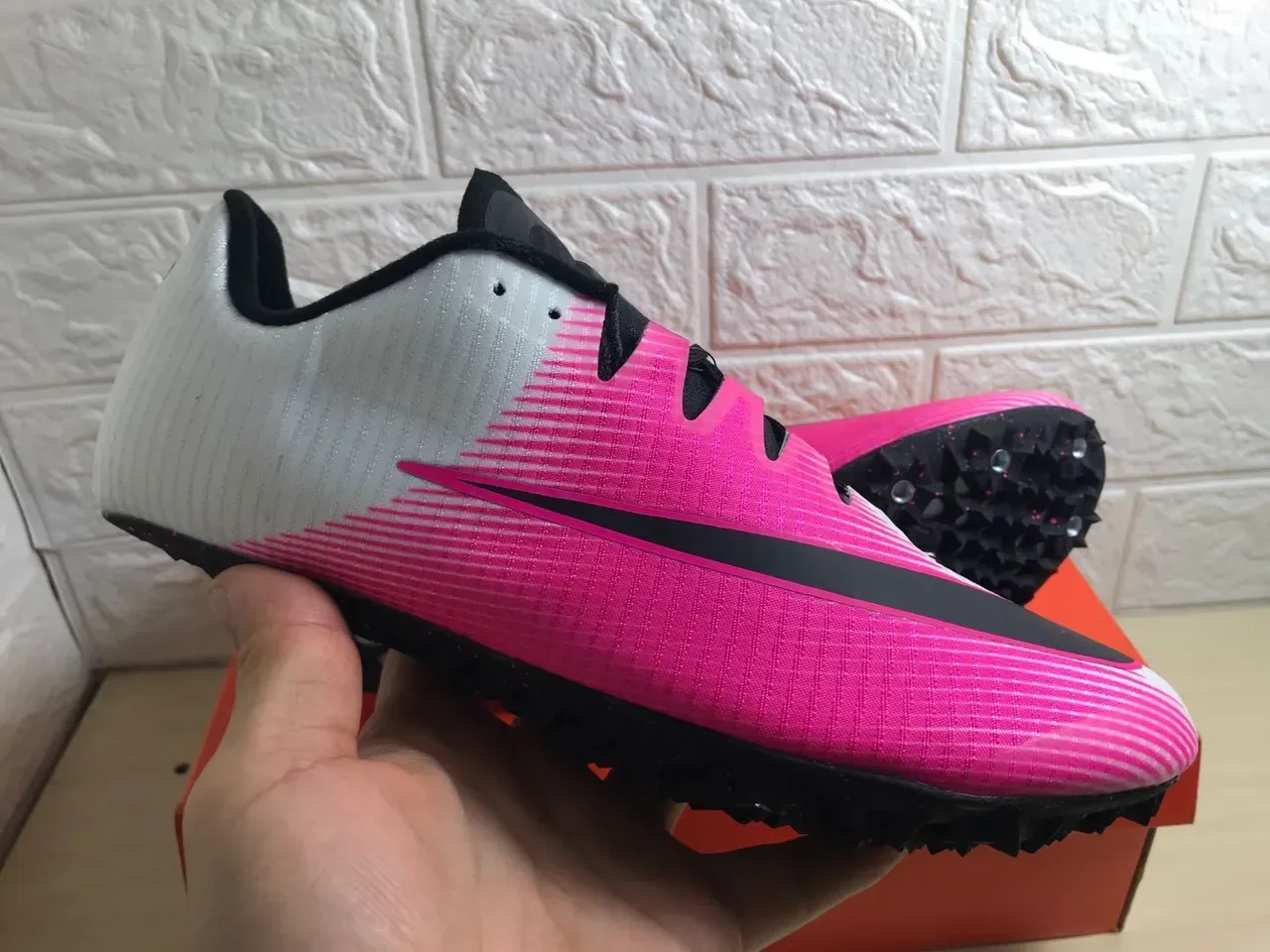 Nike Zoom Victory Track Spike White Pink Black Running Shoes 7