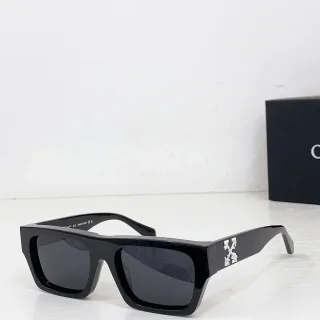 Off-White Arrow Rectangular Oversized Glossy Black Sunglasses