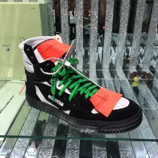 Off-White Black Green High-Top Industrial Deconstruction Lifestyle Sneakers