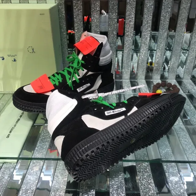 Off-White काला हरा हाई टॉप औद्योगिक विघटन लाइफस्टाइल स्नीकर 2