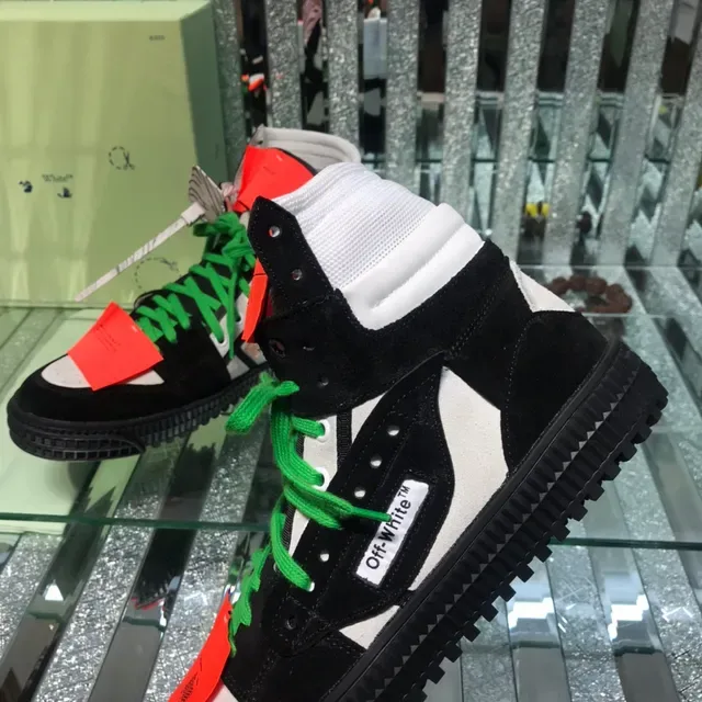 Off-White काला हरा हाई टॉप औद्योगिक विघटन लाइफस्टाइल स्नीकर 4