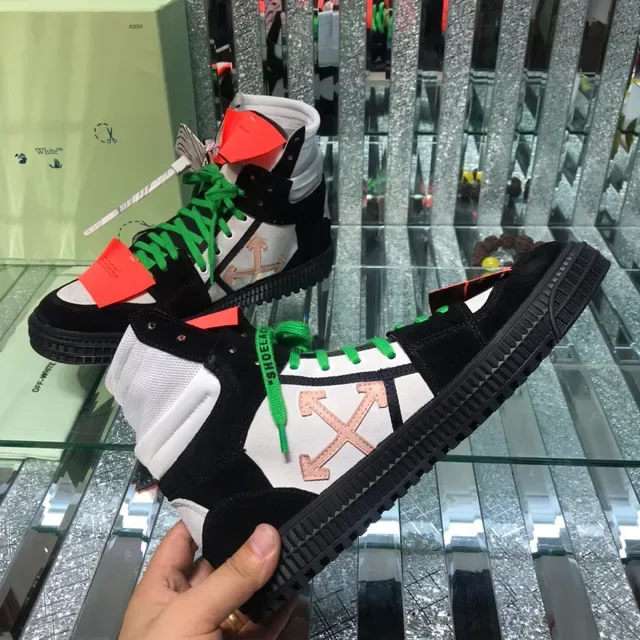 Off-White काला हरा हाई टॉप औद्योगिक विघटन लाइफस्टाइल स्नीकर 5