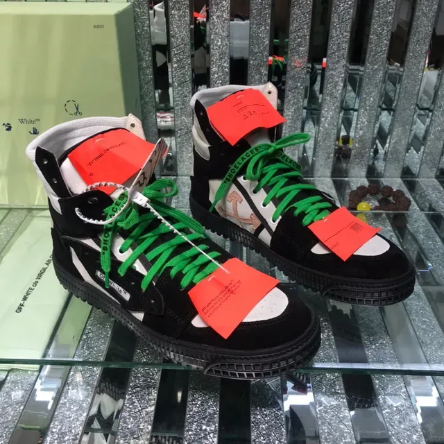 Off-White काला हरा हाई टॉप औद्योगिक विघटन लाइफस्टाइल स्नीकर 7