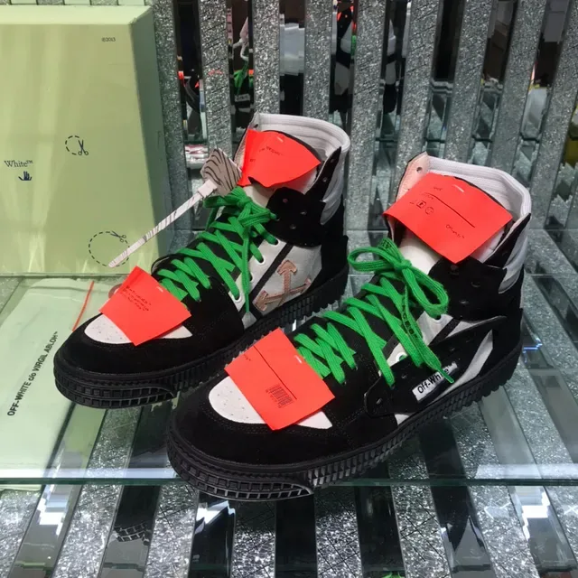 Off-White काला हरा हाई टॉप औद्योगिक विघटन लाइफस्टाइल स्नीकर 8