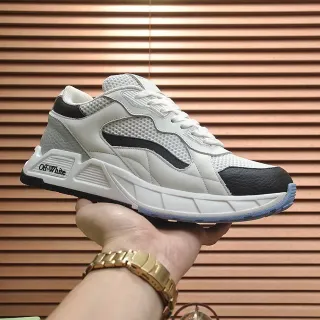 Off-White Black Industrial-Chic Layered Mesh And Leather Chunky Sneakers