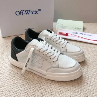 Off-White Black Leather-Paneled Industrial-Detail Lifestyle Sneakers
