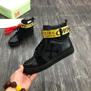 Off-White Black Yellow High-Top Industrial Strap Lifestyle Sneakers