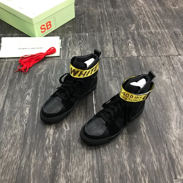 Off-White काला पीला हाई-टॉप औद्योगिक पट्टा लाइफस्टाइल स्नीकर 7