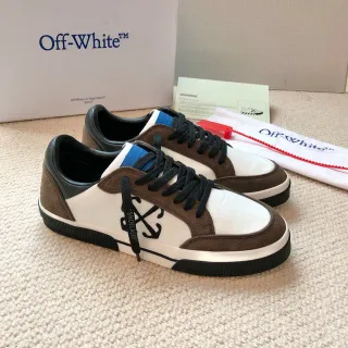 Off-White Brown Low-Top Canvas And Suede Panelled Lifestyle Sneakers