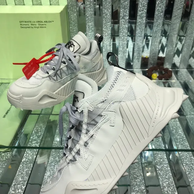 Off-White Gray Red Deconstructed Industrial Chunky Sneakers 5