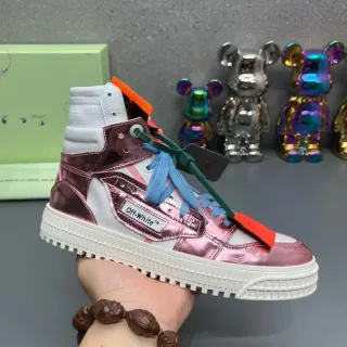 Off-White Metallic Pink High-Top Lifestyle Sneakers