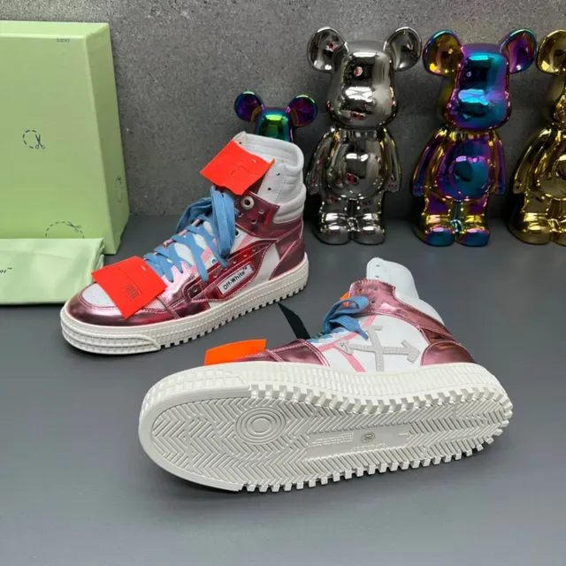 Off-White Metallic Pink High-Top Lifestyle Sneakers 2