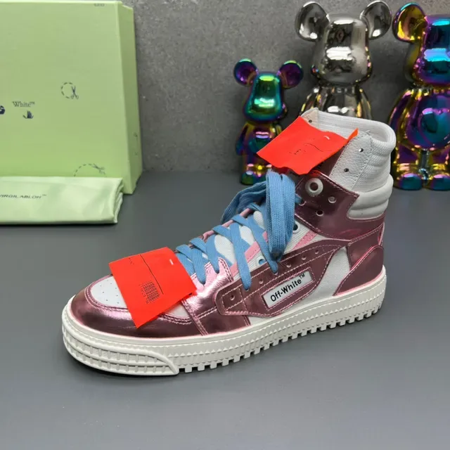 Off-White Metallic Pink High-Top Lifestyle Sneakers 3